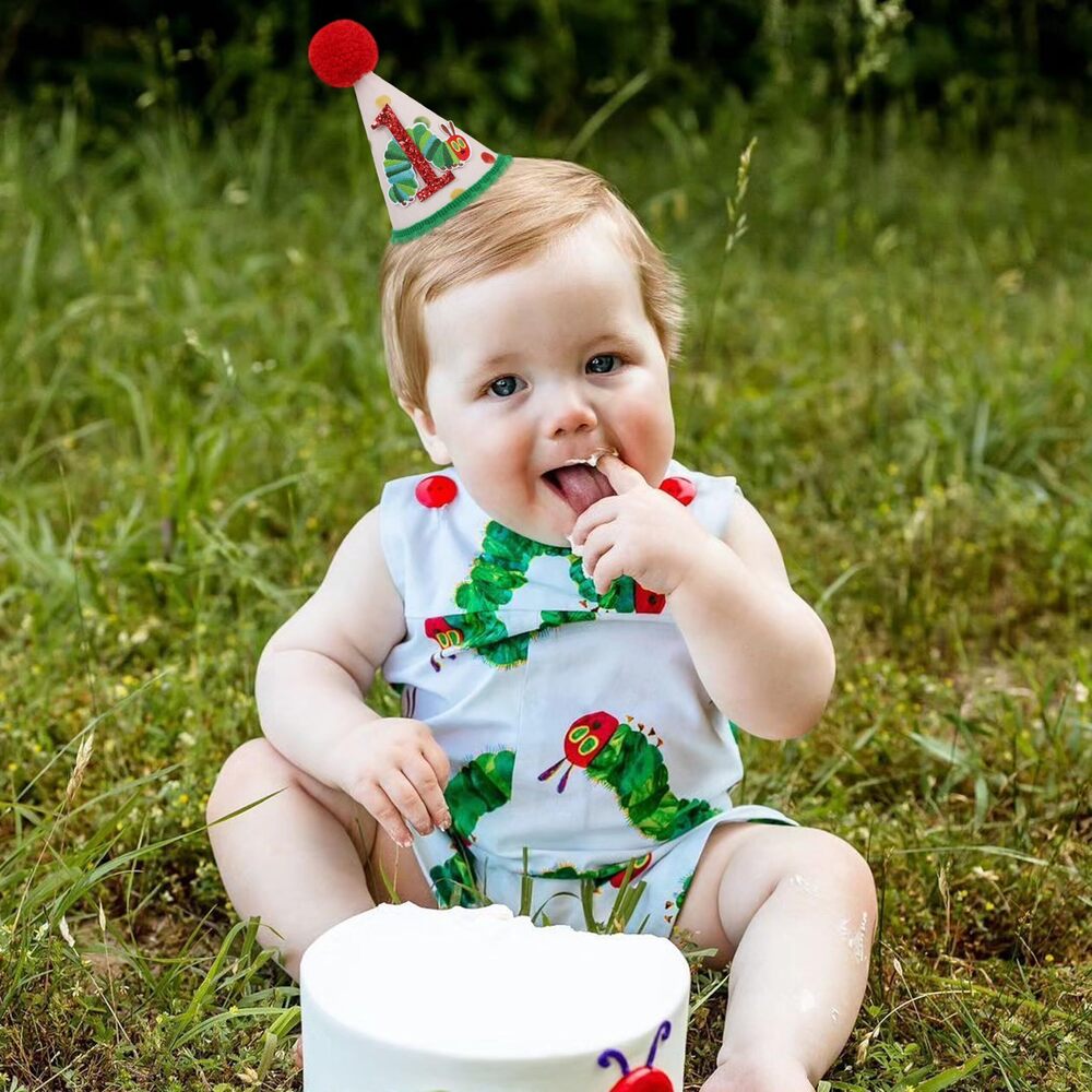 4329 Hungry Caterpillar 1st Birthday Hat - Eric Carle Inspired Baby Crown - Picture 3 of 9